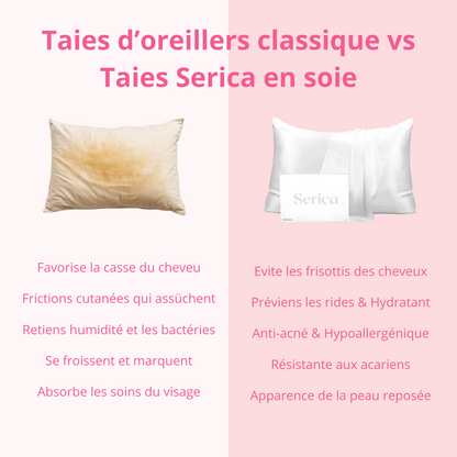 Taie d'oreiller 100% soie de mûrier