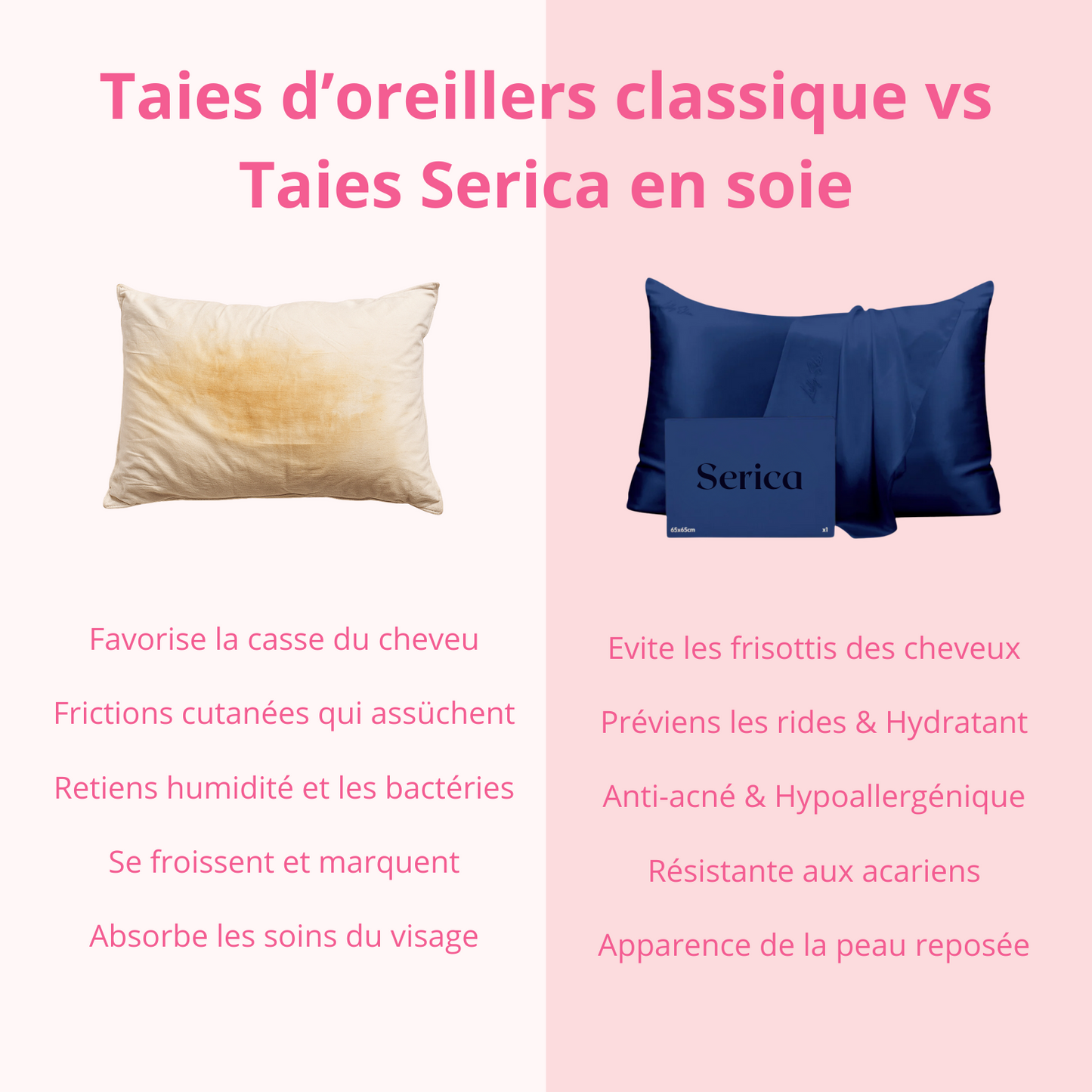 Taie d'oreiller 100% soie de mûrier