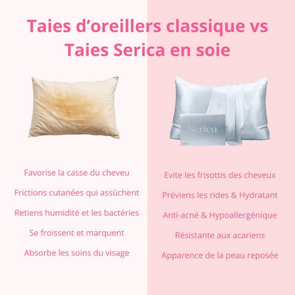 Taie d'oreiller 100% soie de mûrier