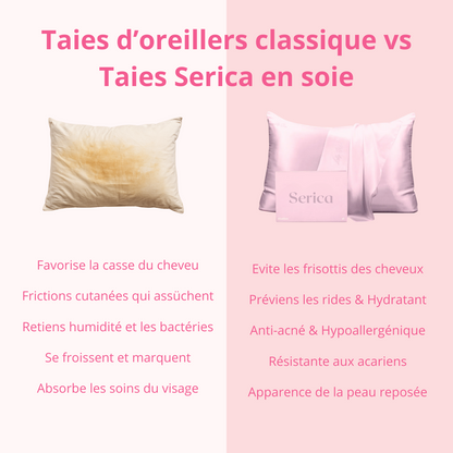 Taie d'oreiller 100% soie de mûrier