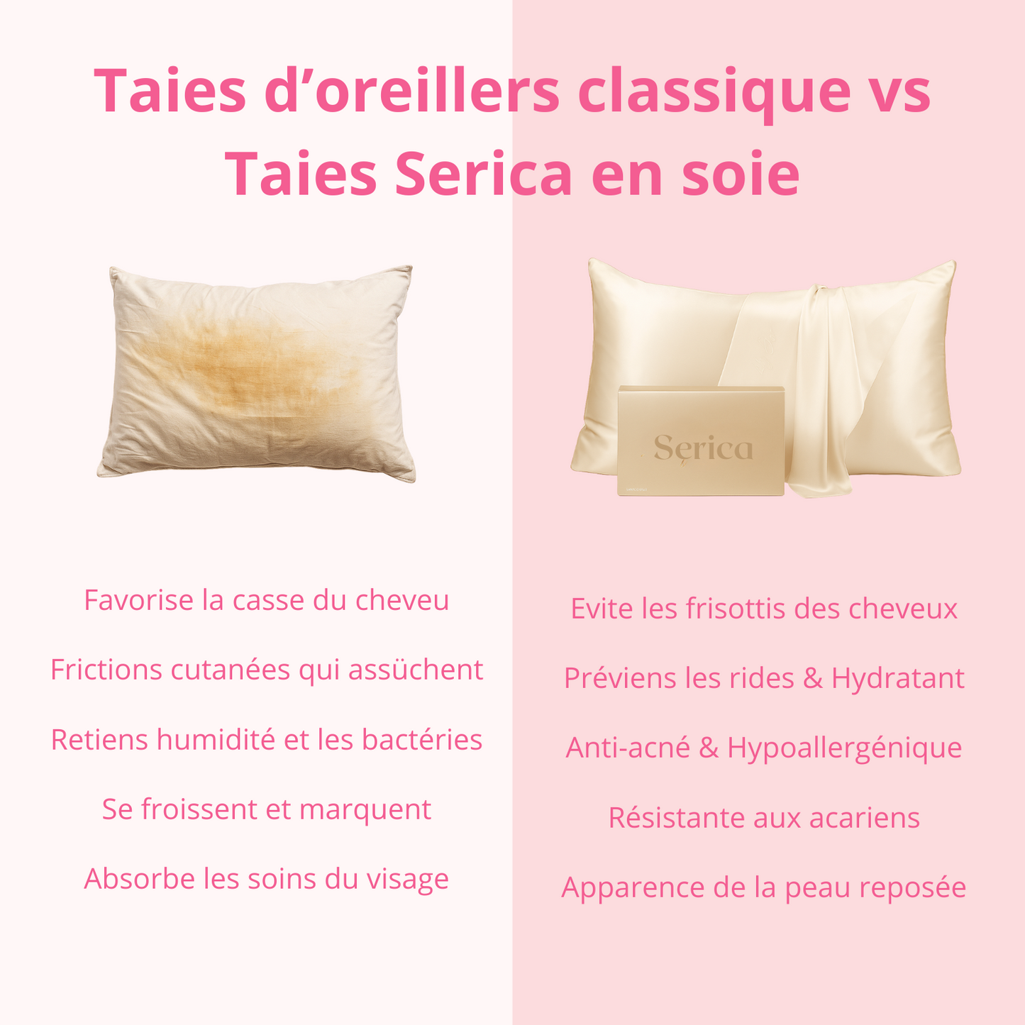 Taie d'oreiller 100% soie de mûrier